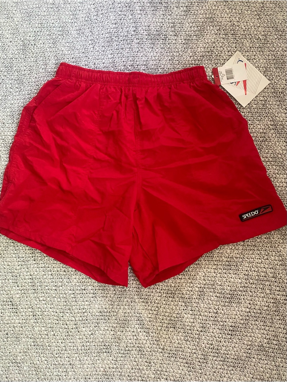 NWT Vintage 90s Speedo Men's Red Swim Trunk Baywatch Lifeguard Shorts Size M